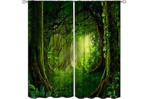 ICMOLYYENLO Magic Forest Curtains Purple Natural Landscape Forest House Theme Living Room Curtains Children's Room Fantasy Forest Landscape Blackout Curtains Boys Girls Fantasy Curtains 72x63 inches 2 panels
