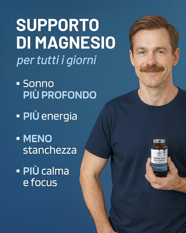 Magnesio Bisglicinato 1500mg con Vitamina B6 – Supporta Stress e Stanchezza