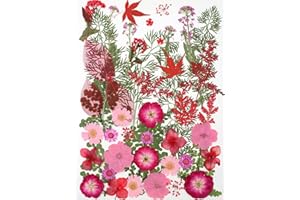 AHTONG 15 Types 48pcs Real Dried Pressed Flowers Leaf Plant Herbarium for DIY Resin Jewelry Making Floral Decors (Pink)