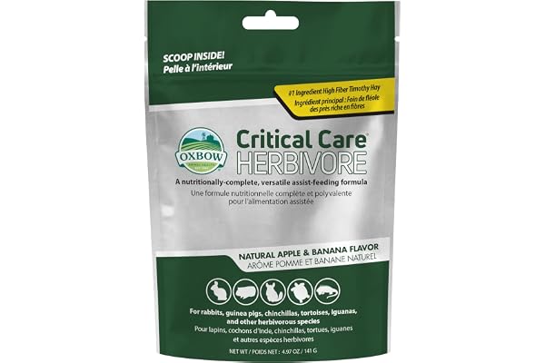 Oxbow Critical Care Herbivore, Rabbit & Guinea Pig, Apple Banana, 141 g | Herbivore Emergency Food, Recovery, Rabbit Food, Recovery Diet, Apple Banana, Syringe, Tube Feeding, Complete Nutrition