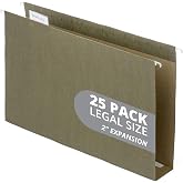 Blue Summit Supplies 25 Legal Size Hanging File Folders, Extra Capacity 2&rdquo; | Standard Green with 1/3-Cut Adjustable Tabs in 5 Positions for Legal Charts, Client Files, and Law Office Filing