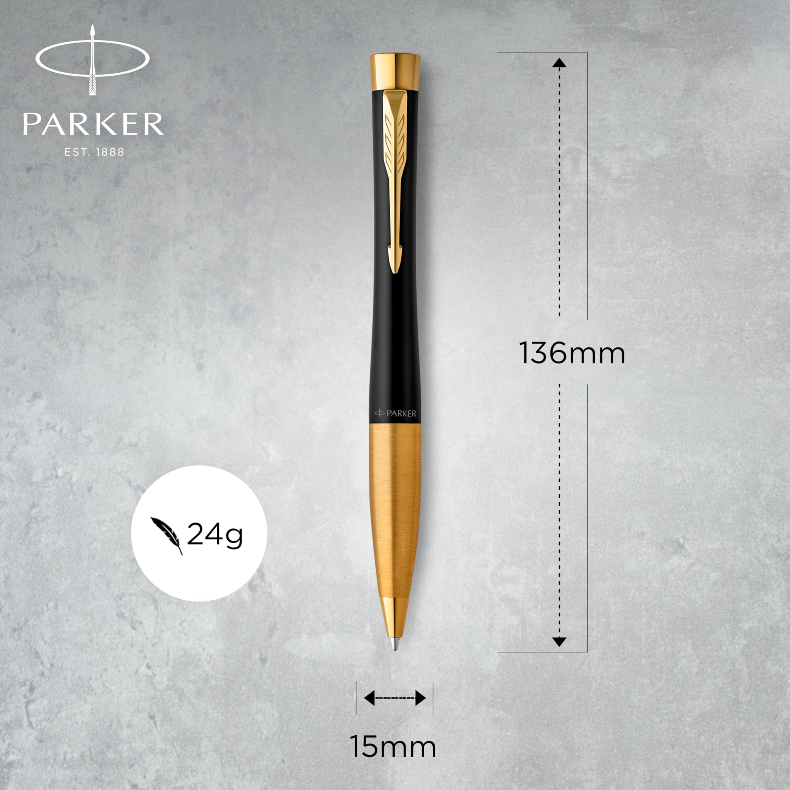Parker Urban Twist-Kugelschreiber | Mattschwarz mit goldenen Zierteilen | mit Nachfüllpatrone mit blauer Tinte | Geschenkbox 3