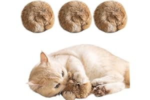 Rabbit Fur Ball Cat Toy, Soft Fluffy Cat Toy Ball, Interactive Soft Fluffy Poms for Indoor Cats Kittens, Natural Hunting Inst
