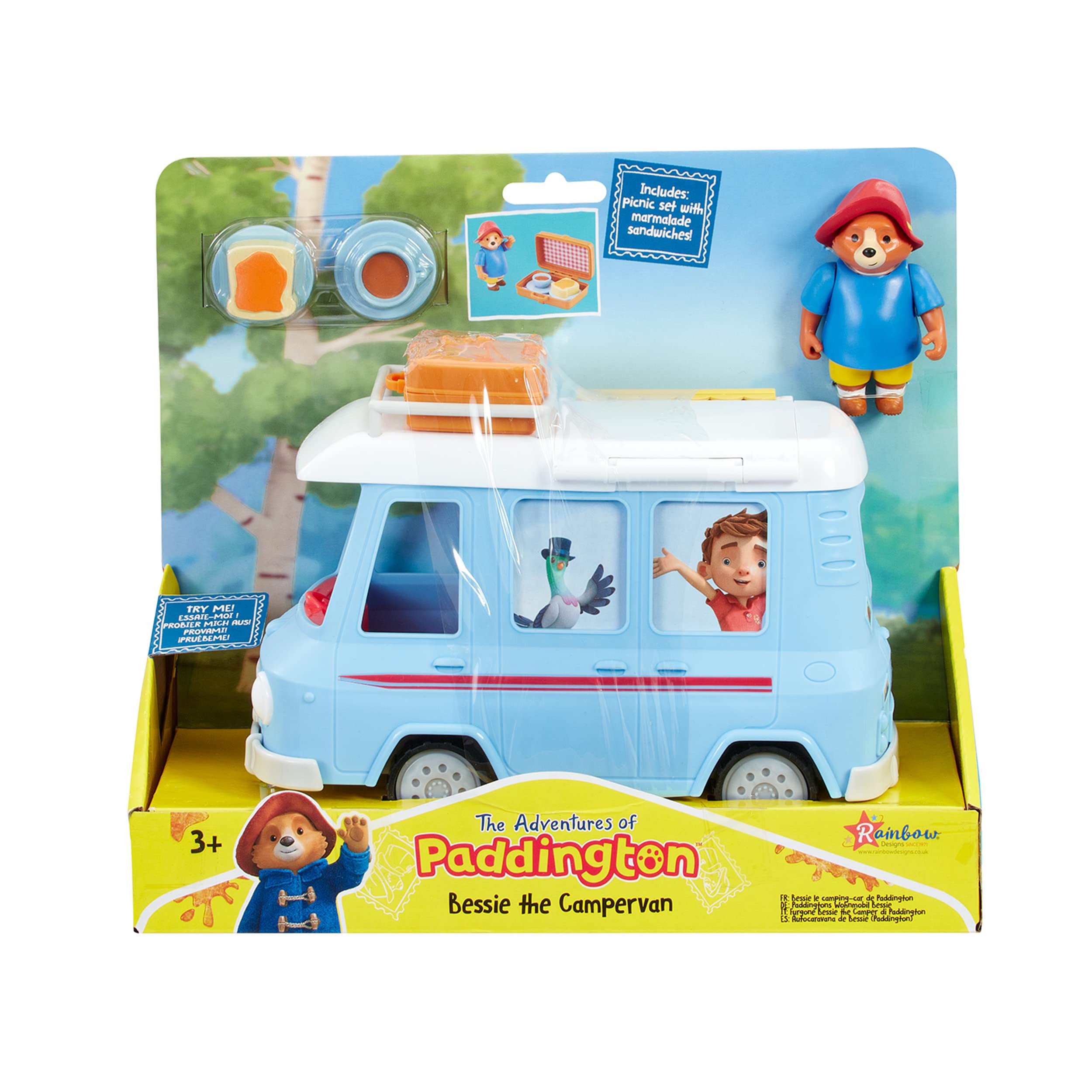 Rainbow Designs Paddington Bear's Bessie Camper Van– Vehicle Role Play Toys for Kids 3+ - Toddler Car Toy with Removable Roof — image 1