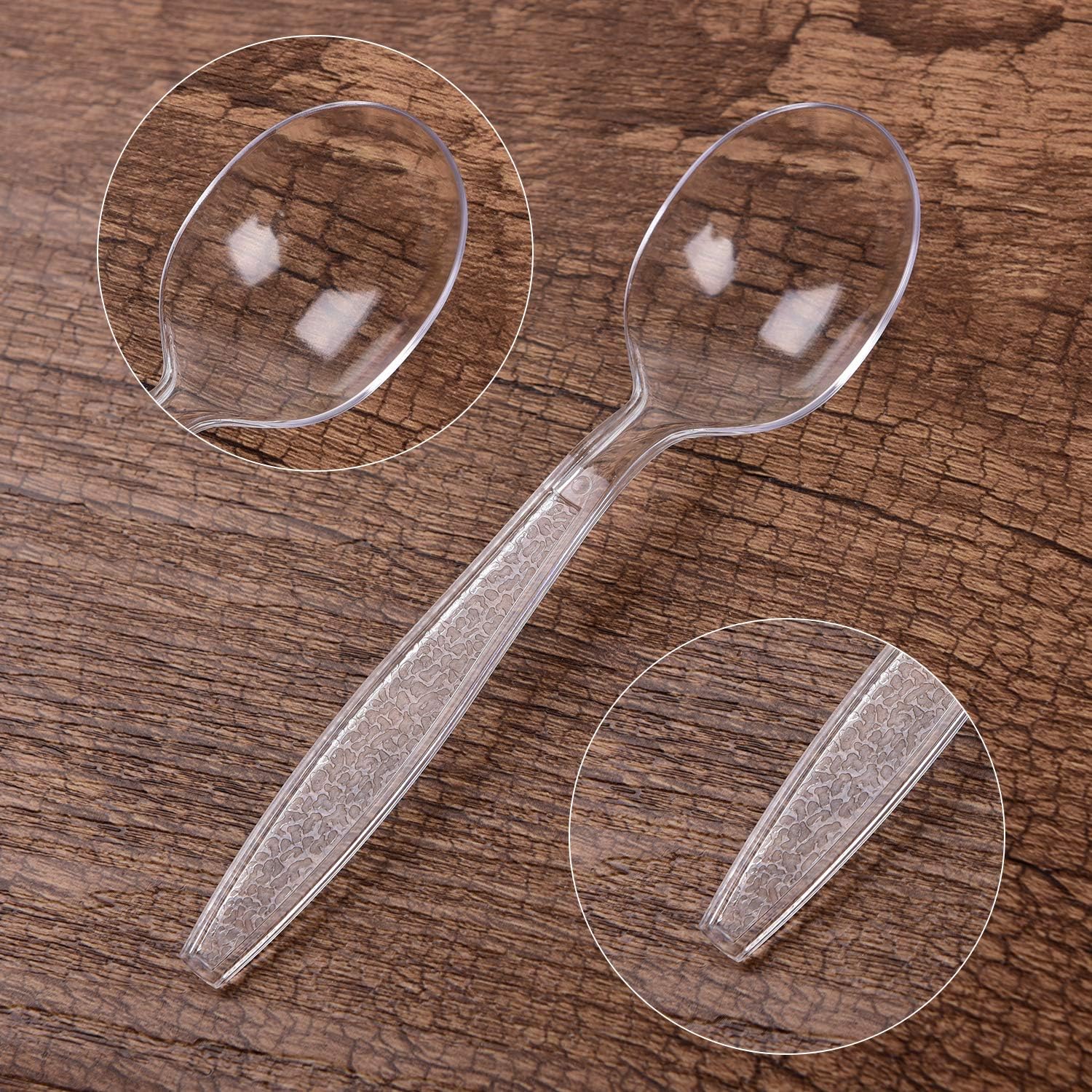 TashiBox Plastic Soup Spoons, 66 sets,spoons disposable Clear, Heavyweight Cutlery: Kitchen & Dining
