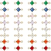 CHGCRAFT 32pcs 8 Colors Transparent Glass Links Connectors Rhombus Connectors Faceted Charms Bracelet Accessories Links with Brass Findings for Jewellery Crafting 0.43x0.28x0.16inch