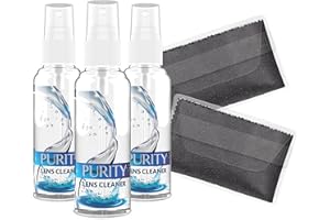 PURITY LENS CLEANER Purity Eyeglass Lens Cleaner Kit - 3 x 2oz Travel Size Lens Cleaner Spray Bottle + 2 Microfiber Cleaning Cloths - Safe for All Lenses (AR Coated Included), Eyeglasses and Screens - Clear