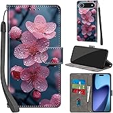 Salanheo Case Wallet for iPhone Air, with [3 Card Slots], Kickstand Magnetic Closure PU Leather Shockproof Protective Flip Cover 6.5", Peach Blossom