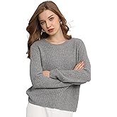 GreenMount Cashmere Sweaters for Women Essential Crewneck Ribbed Long Sleeve Pullover Sweater