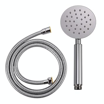 Edelstahl Duschbrause mit Schlauch 1,5m, Die moderne Handbrause WATEROW-1, Anti-Kalkfunktion, für niedrigen Wasserdruck geeig