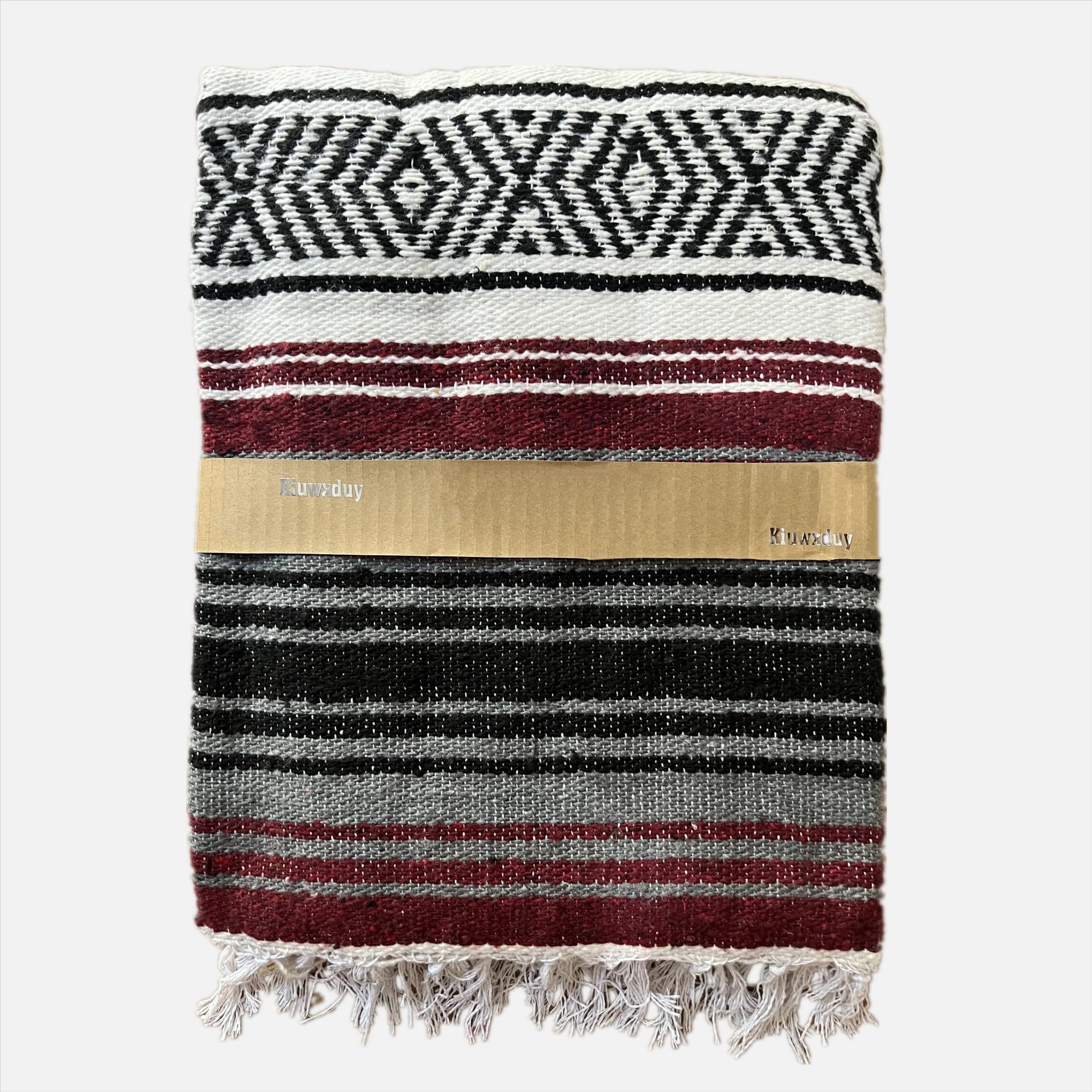 Kiuwxduy Hand-Knitted Mexican Blanket - For Sofa, Meditation, Yoga Mat, Bohemian, Outdoor, Camping, Picnic, Festival, Red