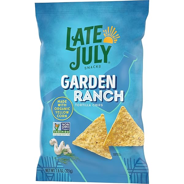 LATE JULY SNACKS, GARDEN RANCH TORTILLA CHIPS, 7.8-OZ. BAG