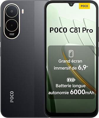 POCO C81 Pro Smartphone 4+256 Go Batterie 6000mAh - Noir