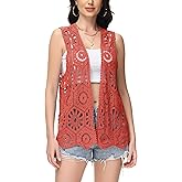 Anna-Kaci Crochet Vest Sleeveless Boho Lace Cardigan Stylish and Cute Cover Up
