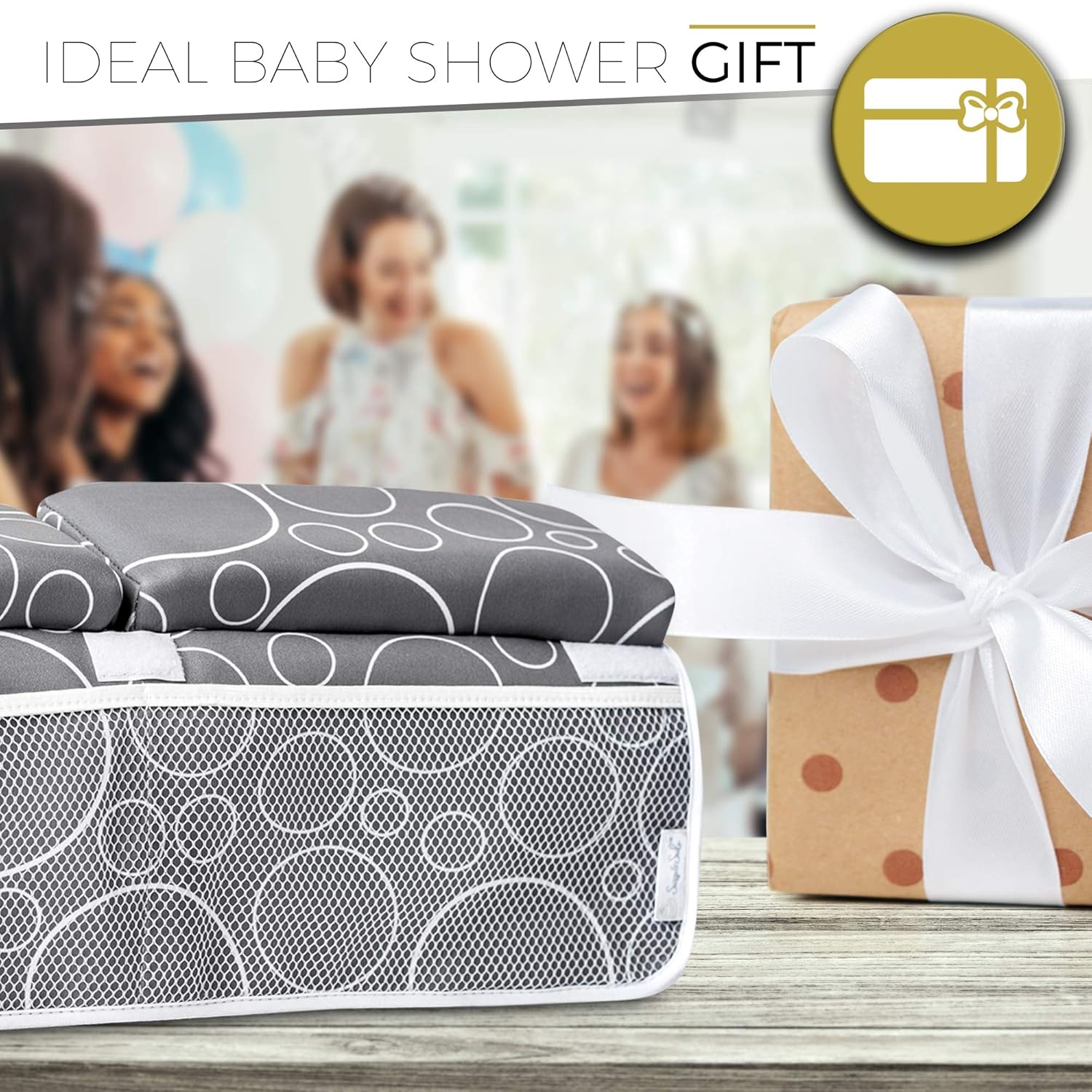 SOAP & SUDS Baby Bath Kneeler and Elbow Rest Pad Set, 1.5 inch Thick Kneeling Pad and Bathtub Elbow Pad Knee Cushion Kneeling Tub Mat with Toy and Baby Accessories Organizer for Bathing - Glacier Gray : Baby