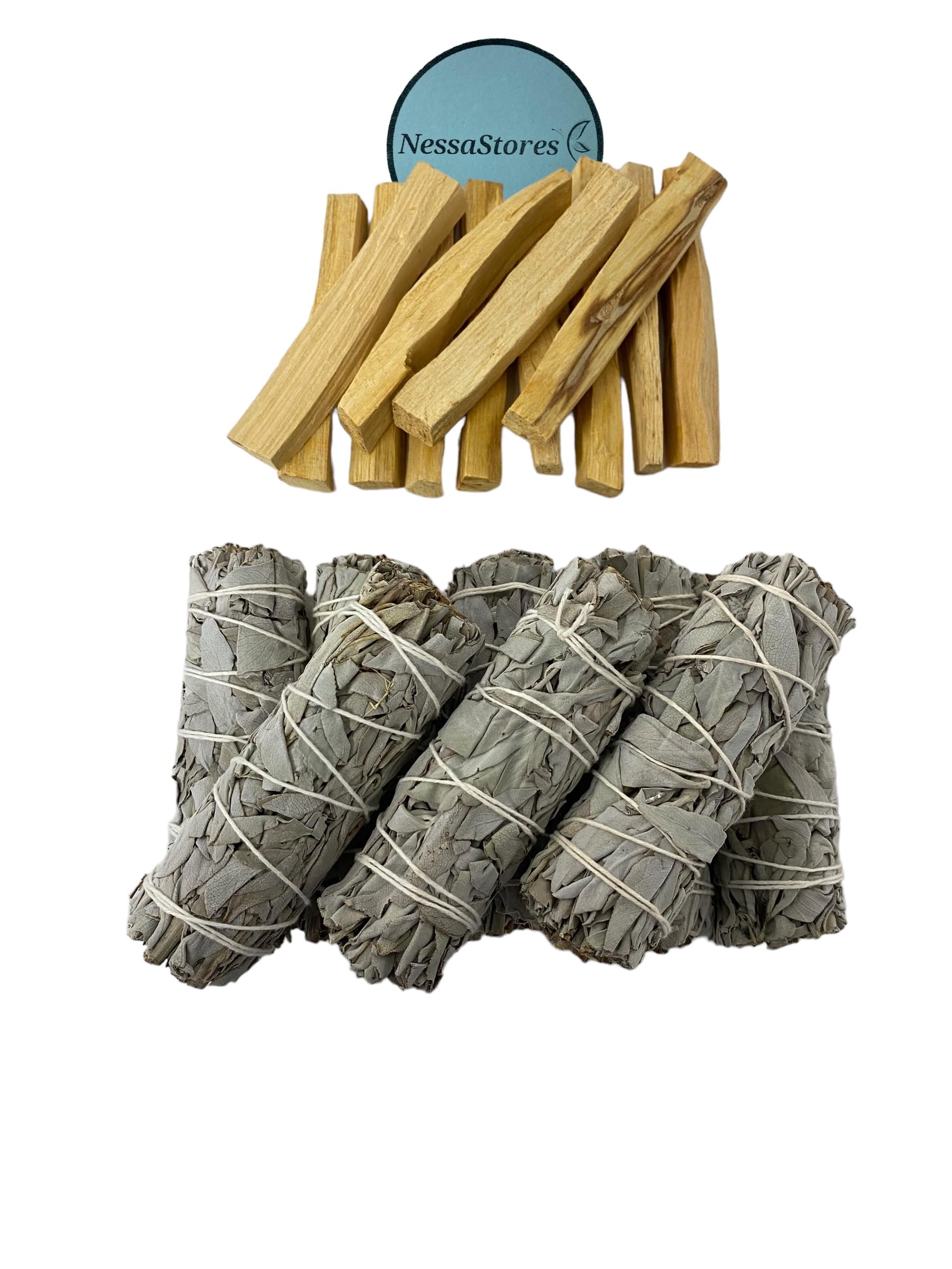 NESSASTORES White Sage & Palo Santo Smudge Kit Refill 4-Inch JC-097 (20 pcs Smudge Kit Refill)