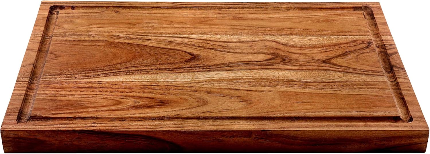 Kaizen Casa Wood Cutting Board Kitchen Juice Groove Heavy Duty Chopping Board For Meats/Vegetables Serving Tray (15"x10"X1")