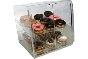 RCS PLASTICS Self Serve Pastry or Donut Display Case 2 Trays for Deli Bakery Convenience Stores Display Bagel cakes and Keeps Fresh