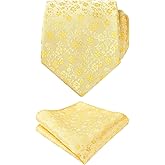 Alizeal Mens 3.15inches Exquisite Floral Tie with Small Flower Printed Pocket Square