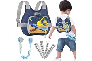 Accmor Toddler Harness Leash + Reflective Anti Lost Wrist Link, Cute Car Kids Harness with Leash, Child Walking Restraint Belt Collapsible Hand Strap Tether Hold Baby Boys Close for Outdoor Travel