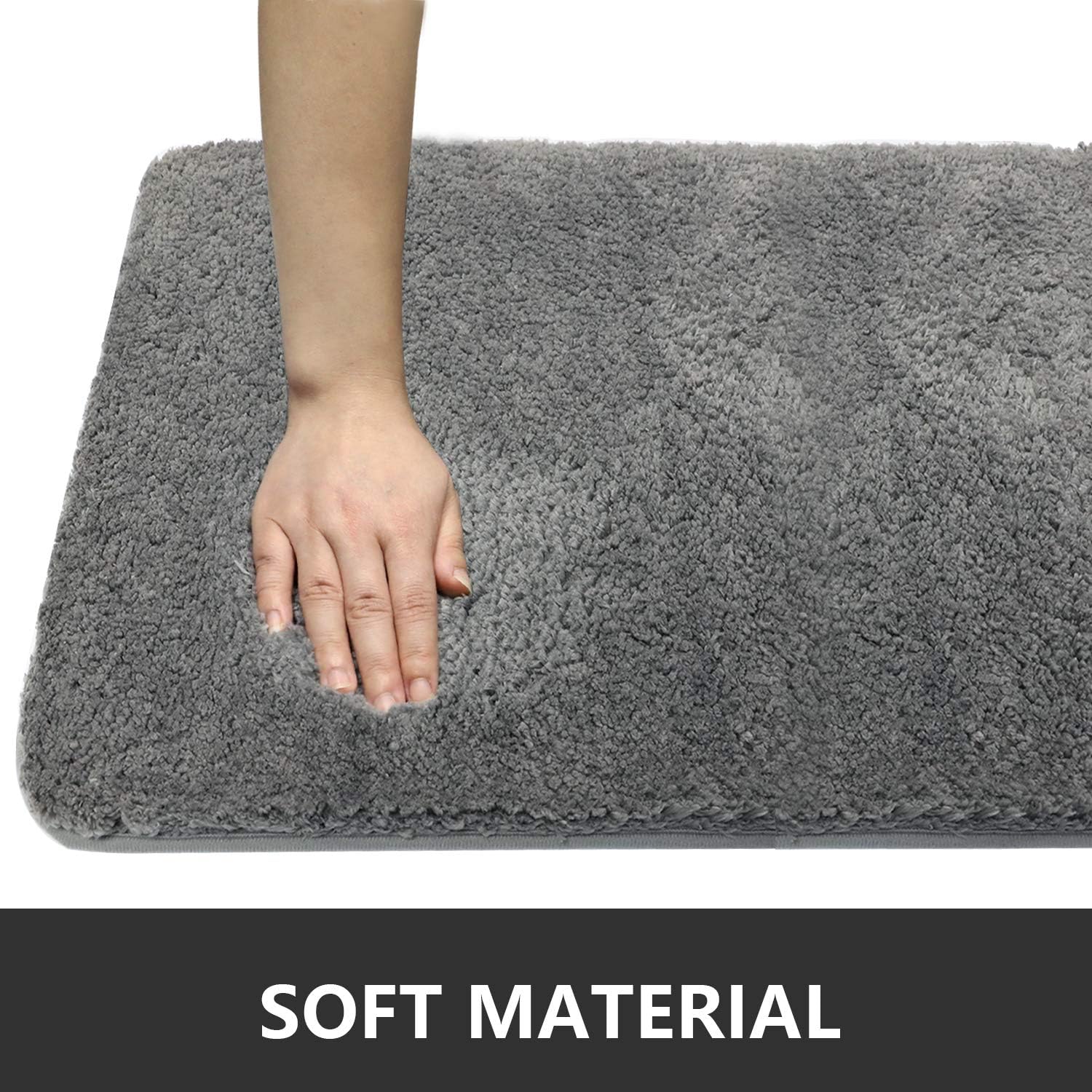 Soft Plush Bathroom Rug Bath Mat 20" x 32",Non-Slip Microfiber Fluffy Shaggy Water Absorbent Bath Rug Carpet,Machine Washable Rectangular Runner Area Rug Mats for Floor/Kitchen,Lava Grey: Home & Kitchen