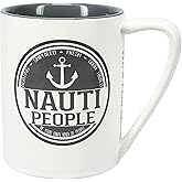 Pavilion Gift Company Nauti People-Large 18 Oz Double-Sided Coffee Cup Mug, Beige