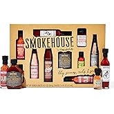 Smokehouse by Thoughtfully, Ultimate BBQ Sampler Set, Vegan and Vegetarian, Includes a Variety of Flavorful USA Made BBQ Sauces, Rubs, and Salts for Smoking and Grilling in Sample Size Glass Bottles
