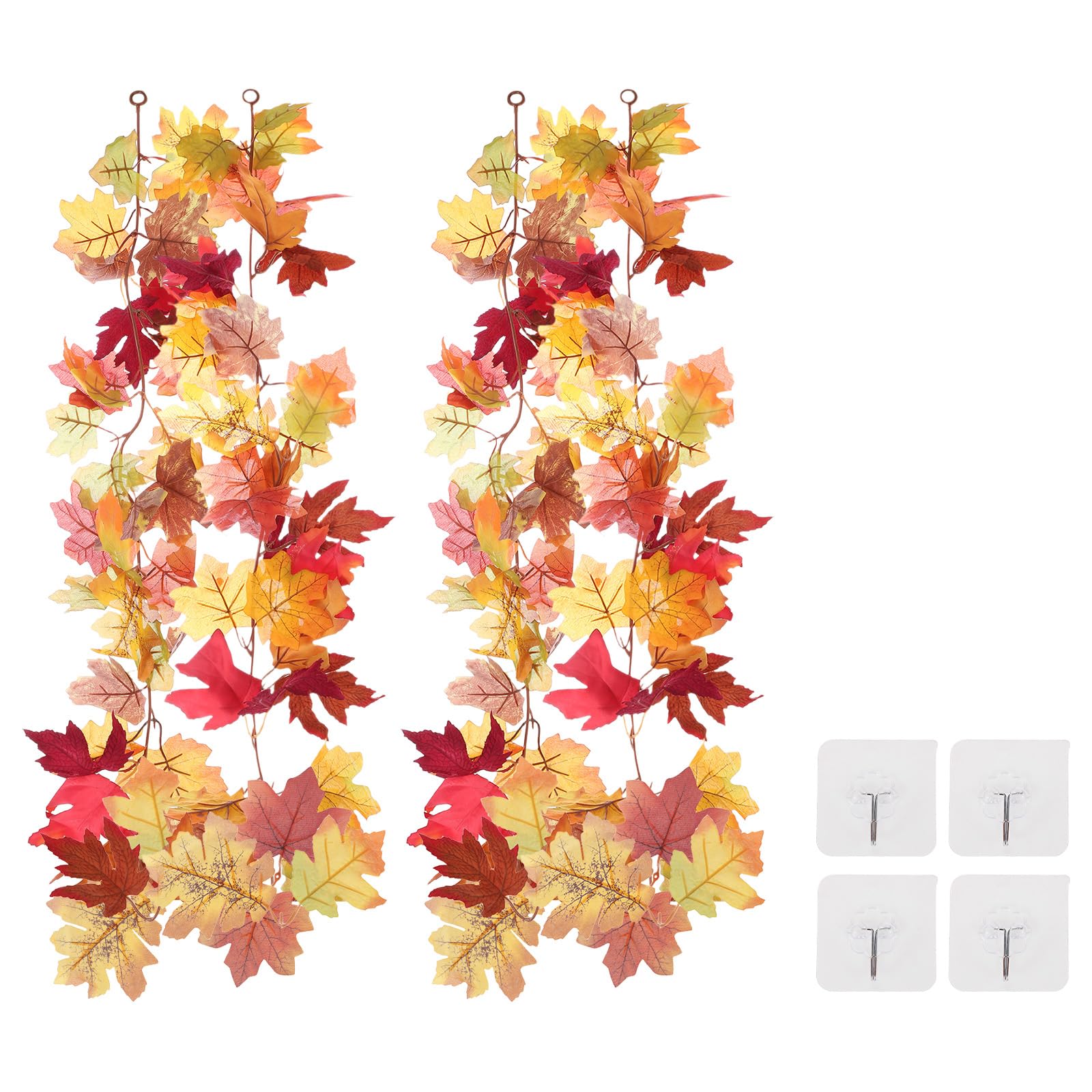 PATIKIL Fall Garlands 5.7Ft/Piece, 2 Pack Artificial Autumn Foliage Garland Maple Leaves Hanging Vines Leaf Decoration for Home Wedding Fireplace,Red/Yellow