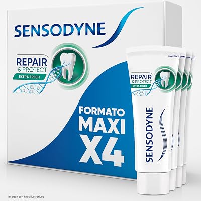 Sensodyne repair & protect pasta de dente extra fresca, alívio para dentes sensíveis, proteção duradoura contra sensibilidade dentária, pacote 4x75 ml
