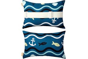 VMGREEN Outdoor Neck Pillow for Recliner,Patio Chaise Lounge Waterproof Headrest Pillow with Adjustable Elastic Stripe,Small Pillows Attachment for Office Chair,Car Seat Head or Lumbar, Navy Blue 2Pack