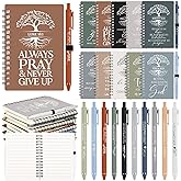 Kosiz 20 Pcs Motivational Christian Gift Bulk Prayer Journal Bible Verse A6 Spiral Notebook with Ballpoint Valentines Tree of Life Religious Church Gift for Women Men Pastor Teacher (Boho Color)