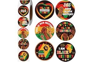 Luvsweets Black History Month Stickers - 500 Pcs Black History Stickers Roll, BHM Juneteenth Freedom Day Sticker for African American Celebrate Black History Party Favors Decorations, 6 Designs