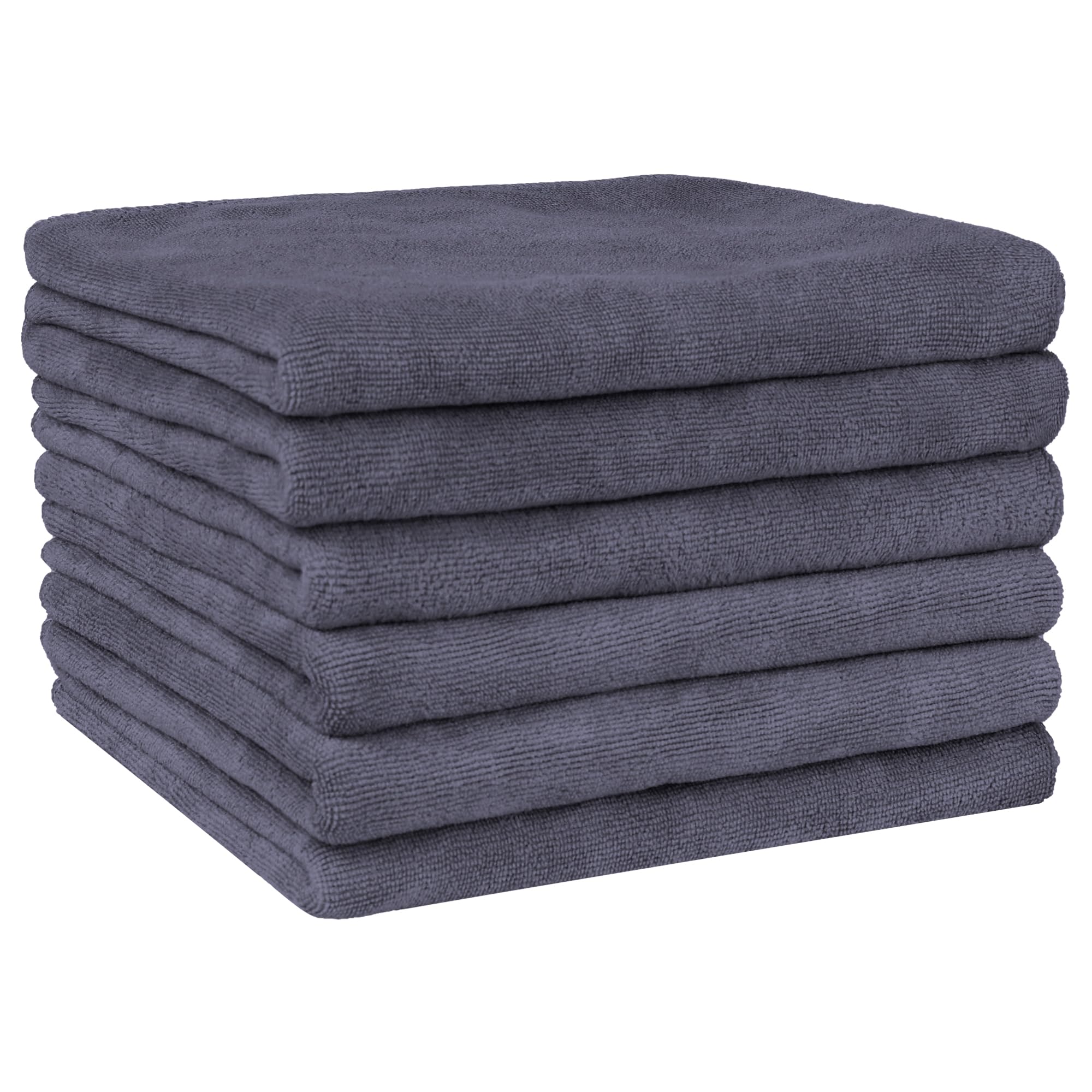 Uxcell Absorbent Microfiber Tea Towels Set, Quick Drying Hand Towels for Kitchen, Great for Washing Dishes and Cleaning the Bathroom 35cm x 75cm Grey Pack of 6