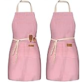 BeLuyi 2 Pack Adjustable Bib Apron with 2 Pockets Chef Cooking Kitchen Restaurant Aprons for Women Men