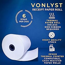 Vonlyst 3 1/8 x 230 Thermal Paper Receipt Roll for