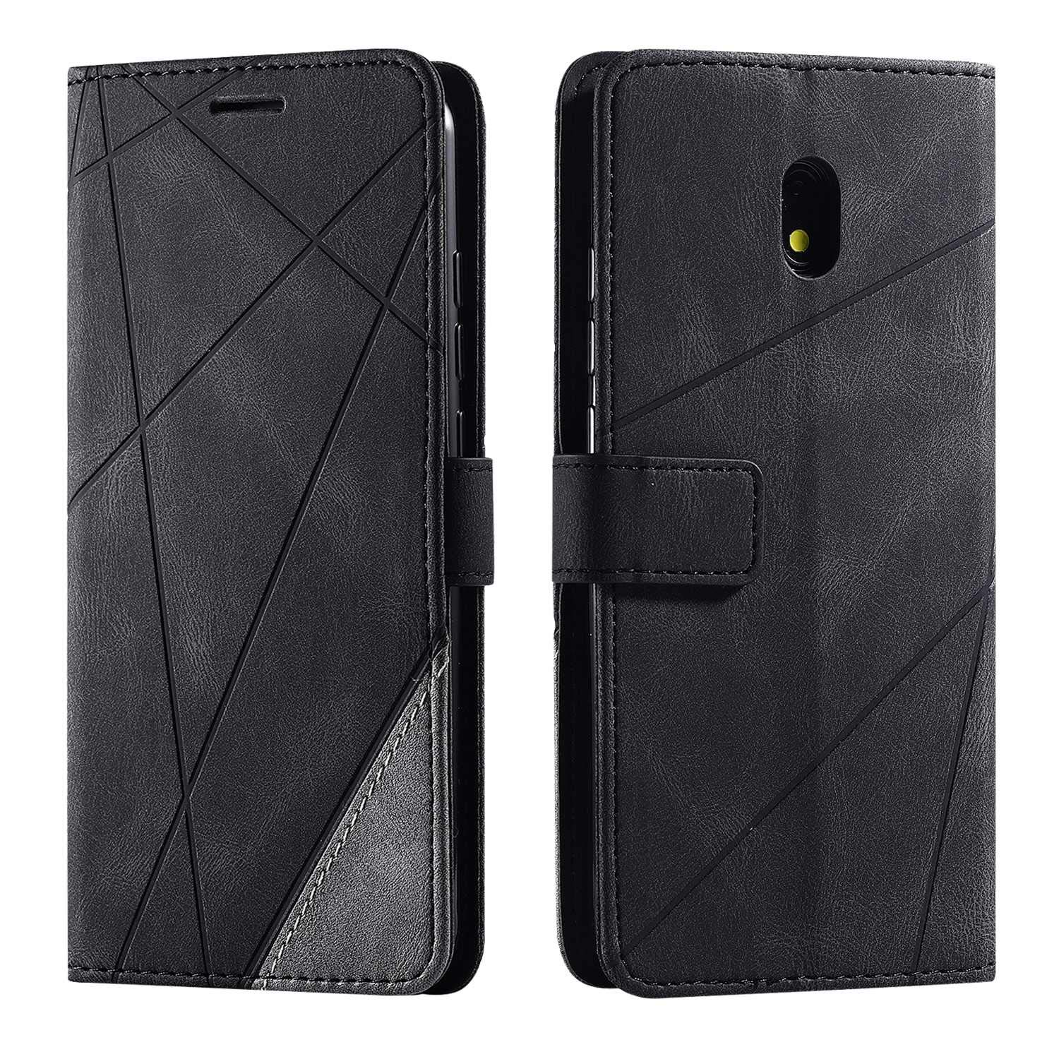SONWO Case for Xiaomi Redmi 8A Case, Premium Leather Flip Wallet Case Magnetic Closure Card Slots Kickstand Phone Case for Xiaomi Redmi 8A, Black