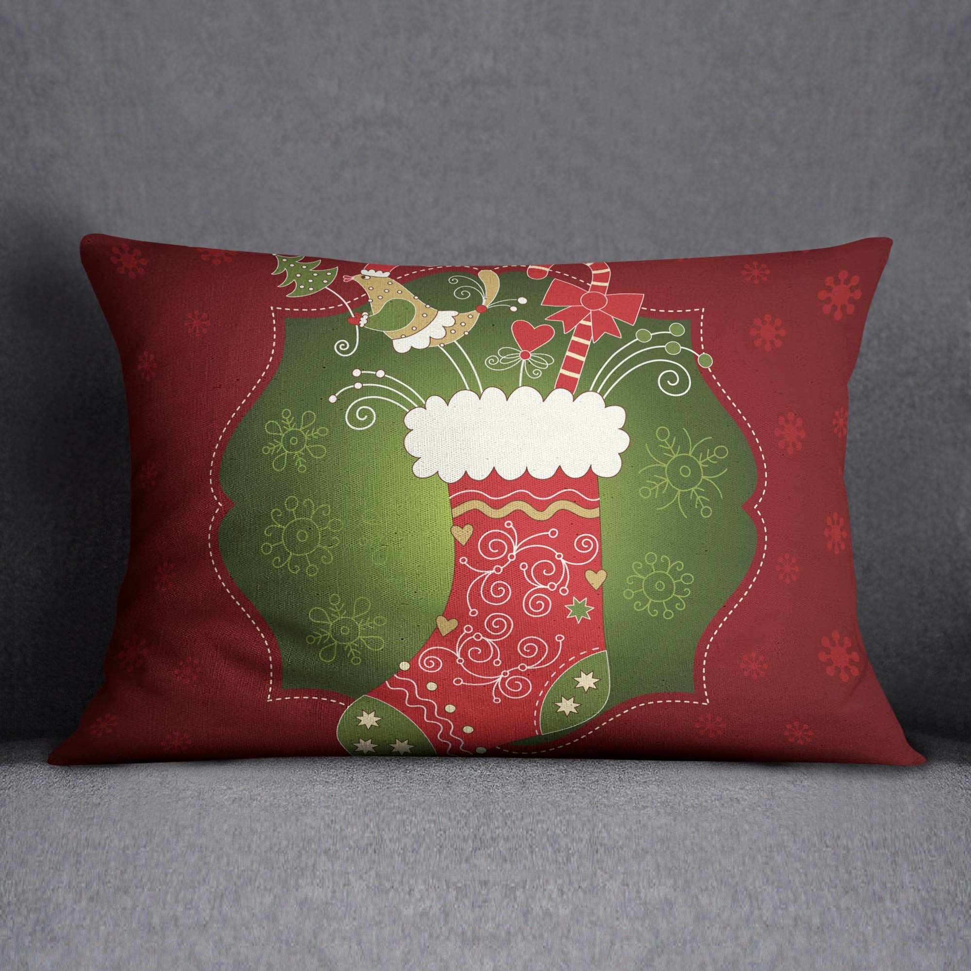 BonaMaison New Year Decorative Cushion Cover Noel Design, Christmas Throw Pillow Case, Size: 35X50 Cm - Designed and Manufactured in Turkey
