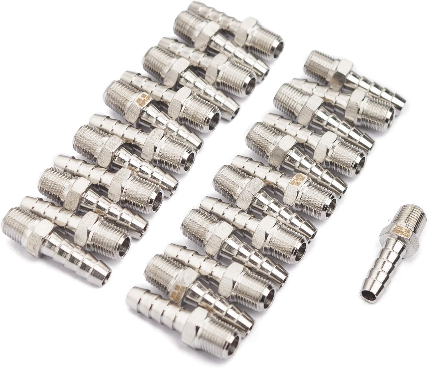 LTWFITTING Stainless Steel 316 Barbed Fitting Connector 1/8" Male BSPT x 1/4"(6mm) Hose Barb Fuel Gas Water (Pack of 25)