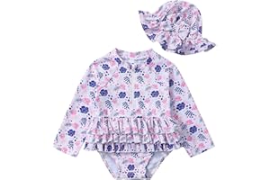 sweetabby Newborn Baby Girl Swimsuit Toddler Bathing Suit One Piece Ruffle Short Sleeve Baby Swim Suit Infant Swimwear
