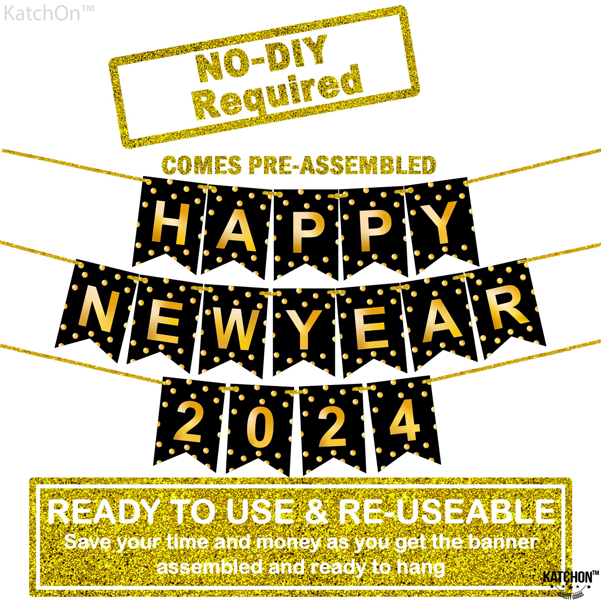 Mua KatchOn Happy New Year Banner 2025 - No DIY, 10 Feet | New Years ...