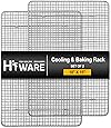 Hiware 2-Pack Cooling Racks for Baking - 10" x 15" - Stainless Steel Wire Cookie Rack Fits Jelly Roll Sheet Pan, Oven Safe for Cooking, Roasting, Grilling