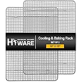 Hiware 2-Pack Cooling Racks for Baking - 10" x 15" - Stainless Steel Wire Cookie Rack Fits Jelly Roll Sheet Pan, Oven Safe fo