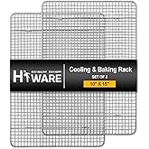 Hiware 2-Pack Cooling Racks for Baking - 10" x 15" - Stainless Steel Wire Cookie Rack Fits Jelly Roll Sheet Pan, Oven Safe fo