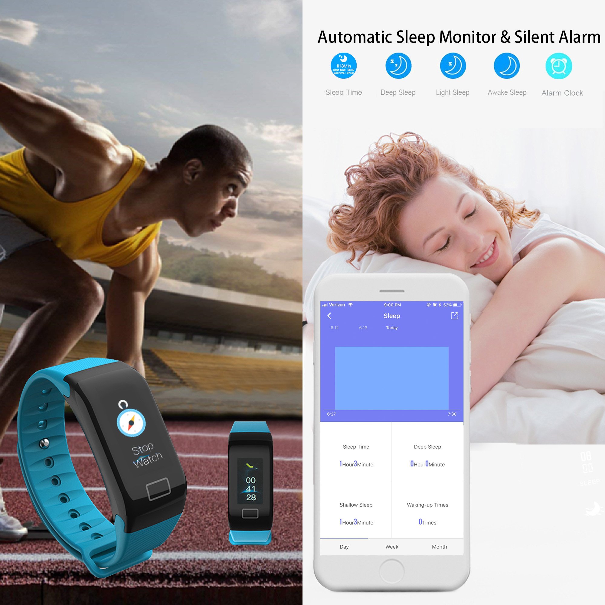 Cocofit Fitness Tracker Watch,IP67 Waterproof Smart Band,Activity Tracker,Smart Wristband with Heart Rate Monitor,Blood Pressure Monitor,Sleep Monitor,Step Calorie Distance Counter for Men Women Kids