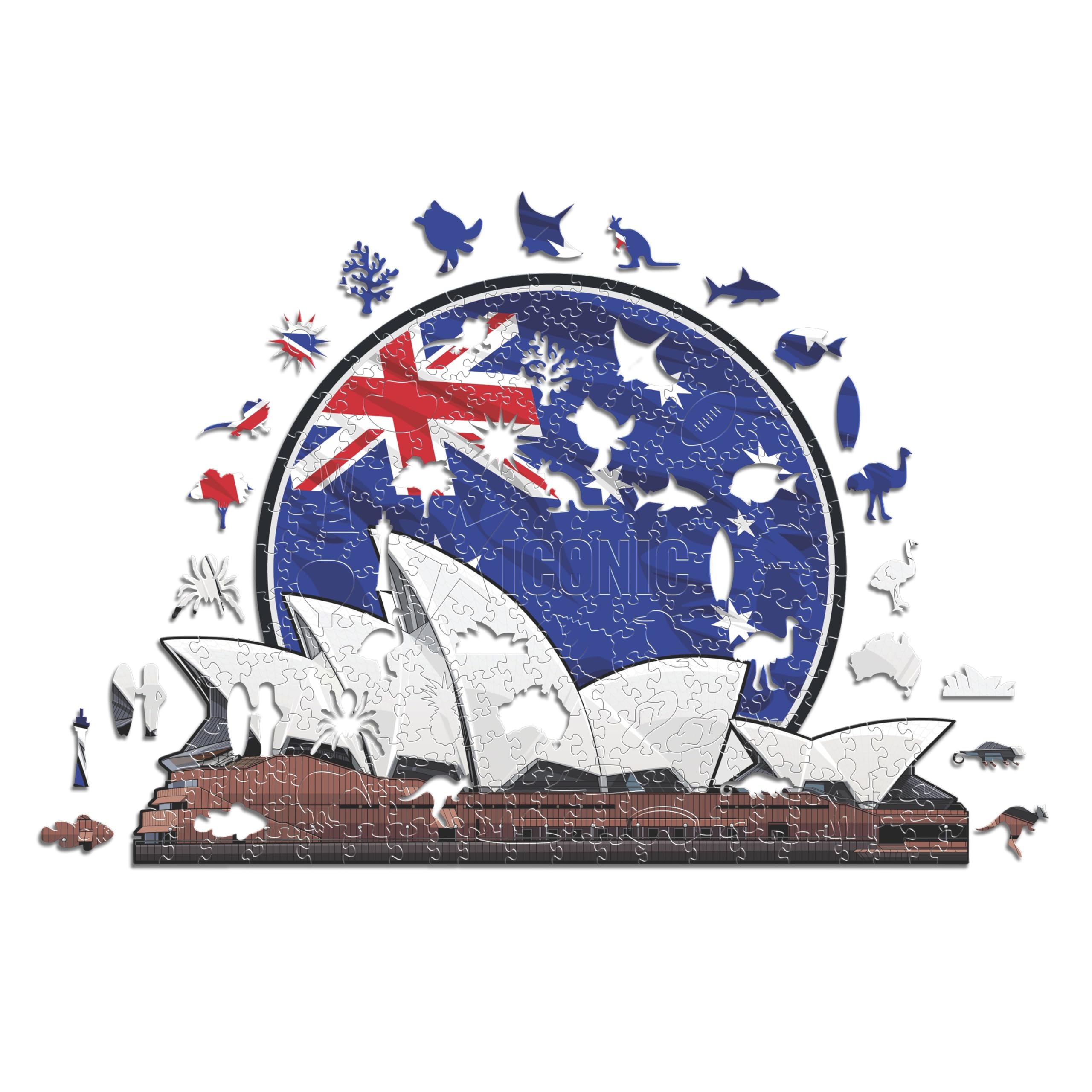 Iconic Puzzles, Sydney Opera House, 100% eco-sustainable wooden puzzle, size S, 150 pieces