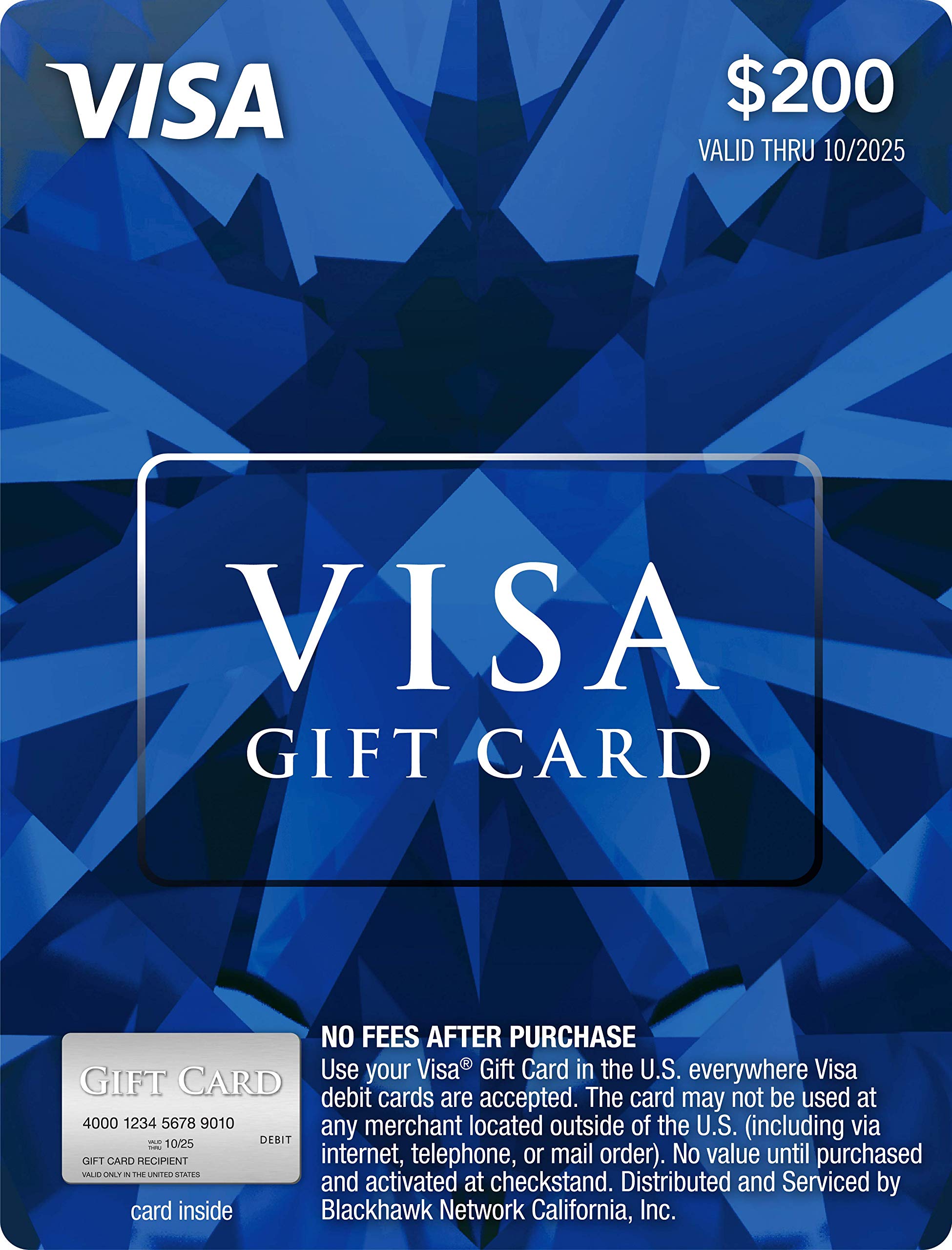 200 Visa Gift Card Plus 6 95 Purchase Fee Christmas Special