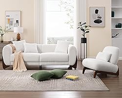 Morden Fort 2 Piece Cloud Couch Set, Modern Sherpa