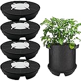 4 Pcs Self-Watering Fabric Planter Base, Auto-Irrigation System Plant Trays for 5 Gallon Fabric Planter Pots, Automatic Watering Trays for Indoor/Outdoor Grow Tents, Greenhouses, and Gardens