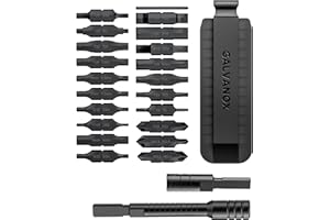 Galvanox 23PC Accessories Set, Compatible with Leatherman Multi-Tools [59HRC] Hardened Double-Sided 21 Piece Bit Kit with Driver Extender, Hex Adapter and Sheath Holder (Black)