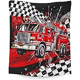 FLEXIMX Blanket for Boys, Fire Truck Throw Blanket Gifts for Kids Boys Age 6-8, 40"x50" Cute Flannel Blankets Gift for Son Cars Lovers Lightweight Throws for Couch Sofa Bed Decor